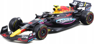 Maket veture Bburago Red Bull RB19 Miami GP 2023, shkalla 1:43, metal die cast, blu e kuqe e verdhë