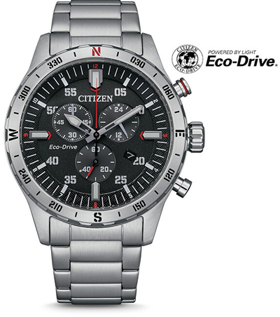 Orë për meshkuj Citizen Eco-Drive Sport Chronograph AT2520-89E, e argjendtë