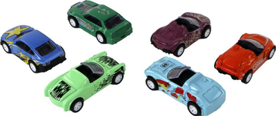 Set veturash Leantoys, 6 copë, 1:64, friction drive