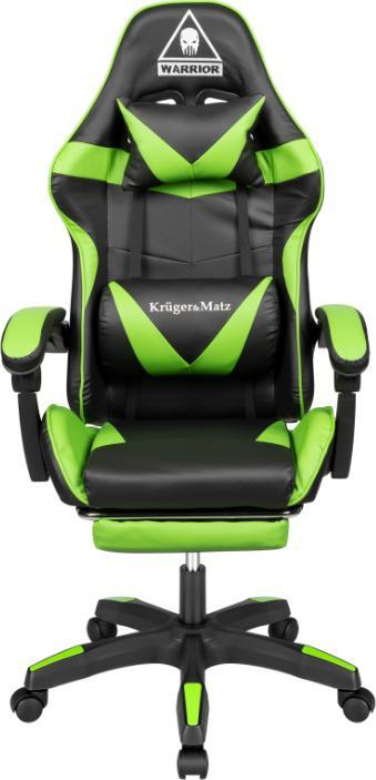 Karrige gaming Kruger&amp;Matz GX-150, mbështetëse këmbësh, lëkurë eko, jeshile