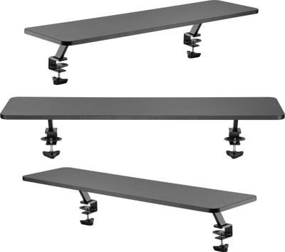 Raft monitori Mozos Clamp Dual Riser Stand, për 2 monitorë deri 32\", kapëse tavoline, ngjyrë e zezë