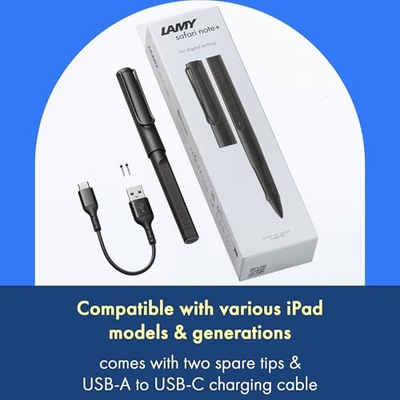 Stilolaps dixhital për iPad LAMY Safari Note+ All Black, palm rejection, ndjeshmëri presioni, i zi