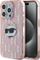 Mbrojtëse telefoni Karl Lagerfeld IML Choupette Head &amp; Monogram për iPhone 15 Pro, e tejdukshme, rozë