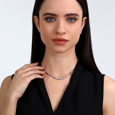 Qafore Colori SAVY10, çelik inox, gurë zircon, ngjyrë argjendi