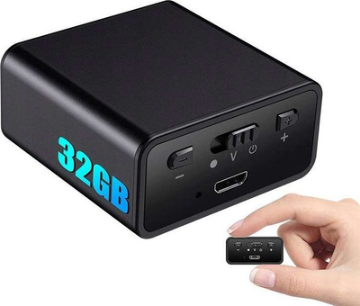 Diktafoni USB i vogël, 32GB, regjistrim audio, i zi