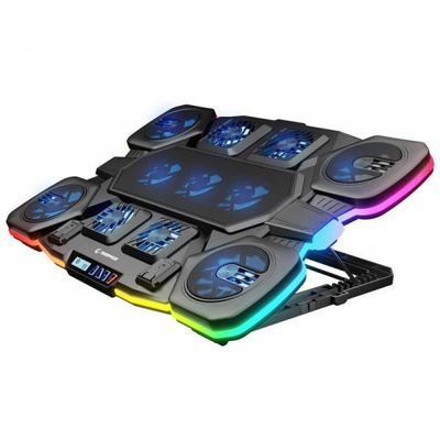 Bazë ftohëse për laptop Rampage Glacier, 14" 17", RGB, e zezë