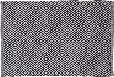 Tapet banjoje Sealskin Trellis, pambuk, kundër rrëshqitjes, i zi me të bardhë