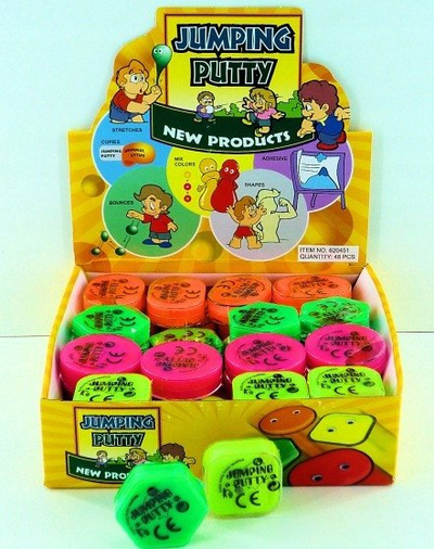 Masë modeluese Springball Jumping Putty, display 48 copë, ngjyra përzier