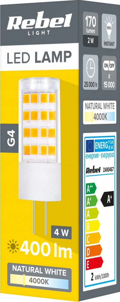 Lampë LED Rebel 4W, G4, 4000K, 12V, e bardhë