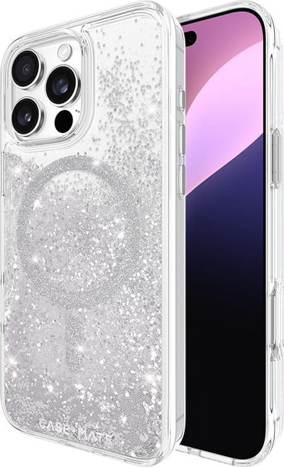 Mbulesë telefoni Case-Mate Waterfall për iPhone 16 Pro Max, me MagSafe, transparente me shkëlqim argjendi