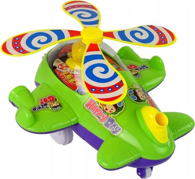 Aeroplan lodër shtytës Leantoys, me dritë e zë, për kalamaj, i gjelbër