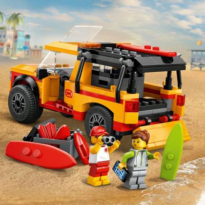 Lodër ndërtimi LEGO City Lifeguard Beach Rescue Truck, set plazhi, kamion shpëtimi, shumëngjyrësh