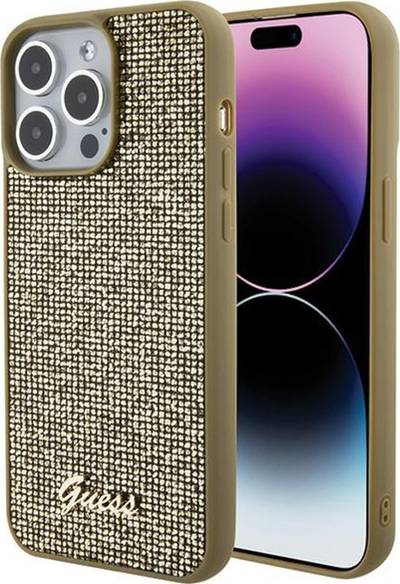 Kapak telefoni Guess Square Mirror për iPhone 15 Pro Max, plastike dhe TPU, ngjyrë ari