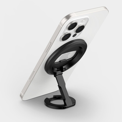 Mbajtëse magnetike telefoni Spigen O-Mag, me këmbëz që rregullohet, MagFit, e zezë