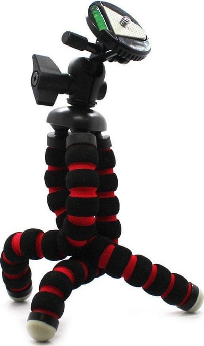 Tripod i përdredhshëm MadMan Flexible Tripod, 29 cm, universal për kamera, i zi me të kuqe