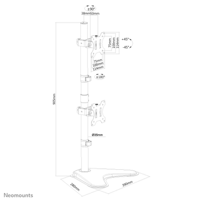Mbajtëse monitori Neomounts FPMA-D550DDVBLACK, për 2 monitorë 10-32\", ngjyrë e zezë