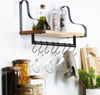 Raft muri industrial LOFT, metal i zi, dru natyral
