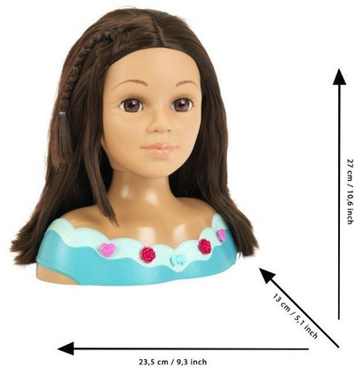 Kokë modeli për stilim edhe grim Theo Klein Princess Coralie Mia, set me aksesorë, kozmetikë për kalamaj, shumëngjyrëshe