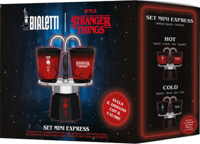Xhezve espresso Bialetti Mini Express Stranger Things, 2 filxhanë, e zezë