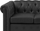 Divan 3 vendësh CHESTERFIELD, lëkurë sintetike, stil klasik, i zi