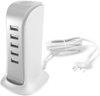 Karikues USB Dudao A5EU, 5 porta, 25W, i bardhë