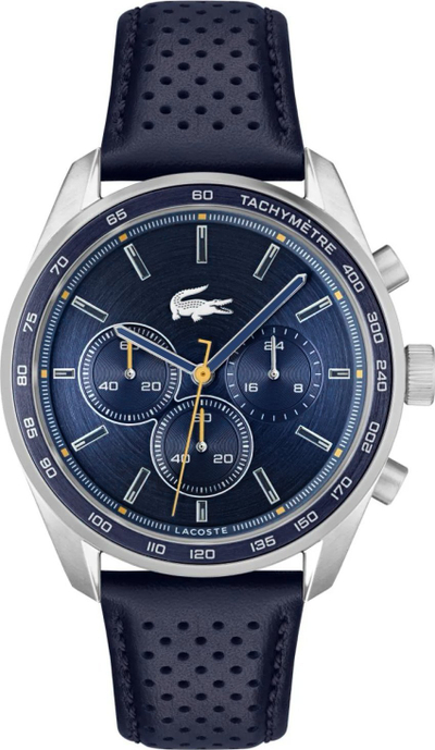 Orë dore Lacoste Boston, kronograf, rrip silikoni, blu