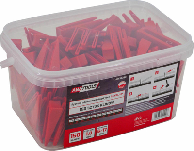 Sistem nivelimi për pllaka AWTOOLS 1.0 mm, 150 copë, plastikë