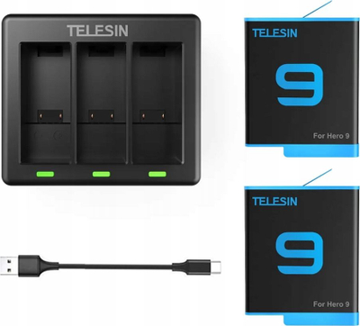 Set karikuesi dhe baterish Telesin për kamerën GoPro Hero 9