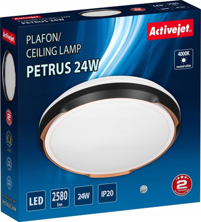 Plafonier LED Activejet AJE-PETRUS, 24W, 2580lm, e bardhë