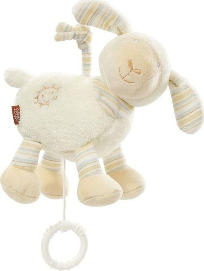 Lodër muzikore varëse Baby Fehn Babylove Sheep, me mekanizëm tërheqës, pelush, e kremtë
