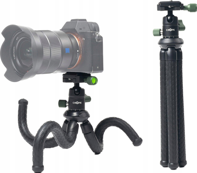 Tripod për kamera C ROPE CRP CPD BLK, fleksibël, kokë sferike 360°, i zi