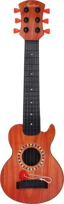 Kitarre lodër për fëmijë Orange Wood Cube, me tela metalikë, ngjyrë portokalli