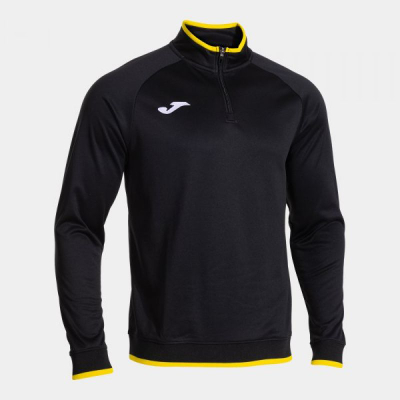Bluzë sportive Joma Combi Premium 1/4 zip Kids, fleece, për kalamaj, e zezë me të verdhë