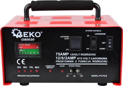 Полнач за автомобилски батерии GEKO, 120Ah, 6/12V, 75A