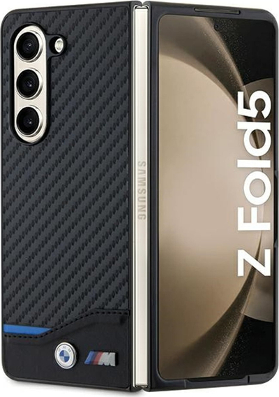Mbulesë telefoni BMW M Carbon Blue Line për Samsung Galaxy Z Fold5, PU, e zezë
