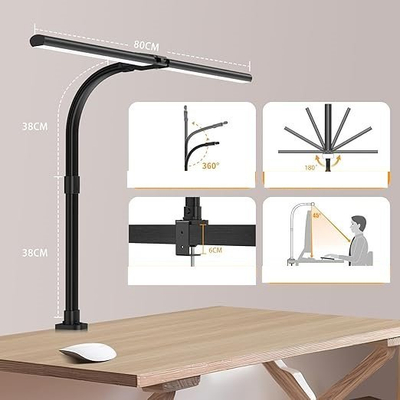 Llambë tavoline LED për monitor, 80 cm, dritë që e rregullon vetë, e zezë