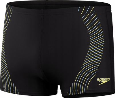 Rroba banje për burra Speedo Duo Logo Print Aquashorts, që s’u bëjnë gjë klorit, të zeza me të verdhë