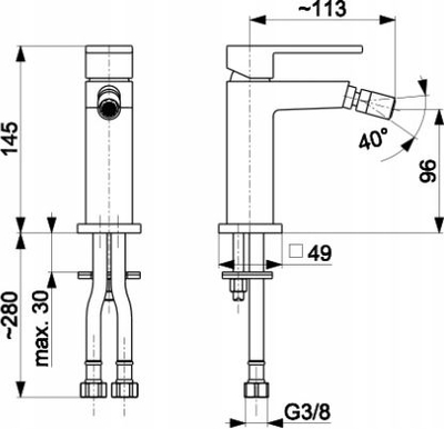 Rubinet bide KFA Logon 5137-015-81, trup bronzi, montim me një vrimë, i zi