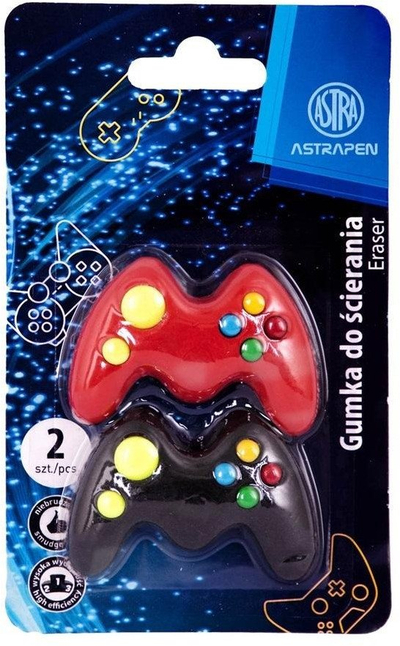 Set goma Astra Gamer Eraser, 2 copë, shumëngjyrëshe