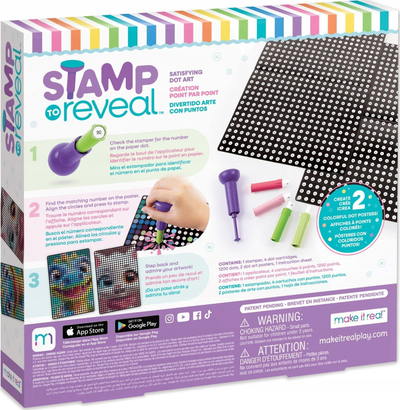 Set kreativ Make It Real Stamp to Reveal Cool Cat and Smily Dino, 2 postera me pika, shumëngjyrësh
