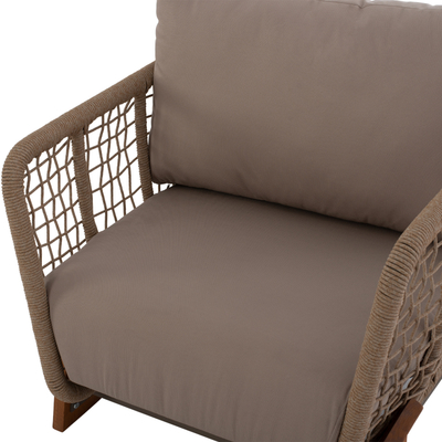 Set oborri Oxford HM5884.01, 4 pjesë, dru Iroko dhe litar, beige