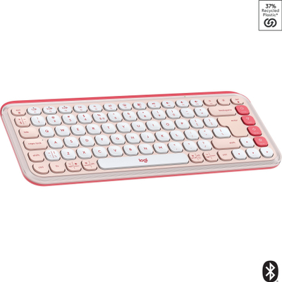 Tastierë Logitech POP Keys, Bluetooth, Wireless, rozë dhe e bardhë