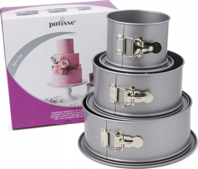 Set tepsish për torta Patisse Silver-Top, 3 copë, të larta, metalike