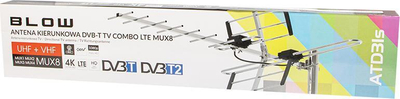 Antena tokësore DVB-T2 Terrestrial Combo, 4K, filtër LTE, e argjendtë