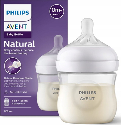 Set biberonash Philips Avent Natural, 125 ml 260 ml, pa BPA, transparent