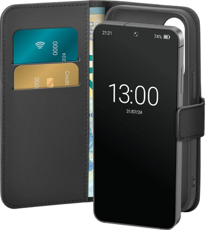 Këllëf libri Puro për Samsung Galaxy S25 Plus, me stand, ngjyrë e zezë
