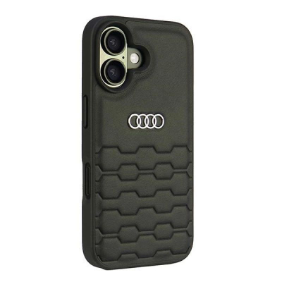 Mbulesë telefoni Audi Hardcase për iPhone 16 6.1", lëkurë sintetike, e zezë