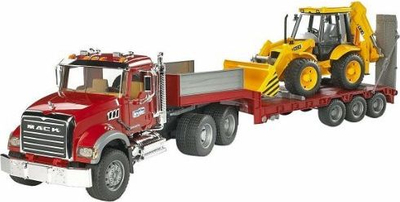 Set lodrash Bruder Mack, kamion me gjysmërimorkio, eskavator JCB, shkalla 1:16