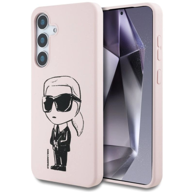 Mbulesë telefoni Karl Lagerfeld Klhms25Spnykgrtp për Samsung S25, silikon magnetik, graffiti ikonik, rozë