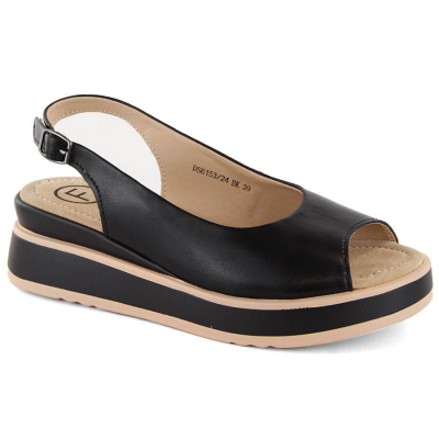 Женски сандали Filippo DS6153, кожа, платформа, црни